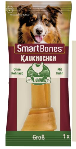 SmartBones Kauknochen Groß - Kausnack mit Huhn für große Hunde, Knochen mit weicher Textur, ohne Rohhaut, 1 Stück von SmartBones