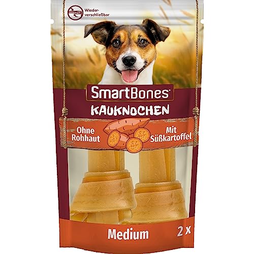 SmartBones Kauknochen Medium - Kausnack mit Süßkartoffel für mittelgroße Hunde, Knochen mit weicher Textur, ohne Rohhaut, 2 Stück von SmartBones