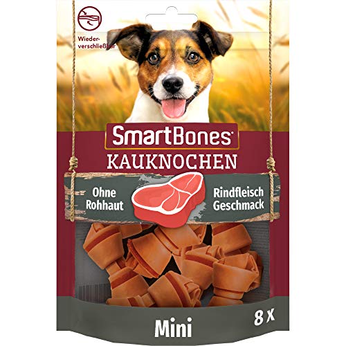 SmartBones Kauknochen Mini - Kausnack mit Rindfleisch Geschmack für kleine Hunde, Knochen mit weicher Textur, ohne Rohhaut, 8 Stück von SmartBones