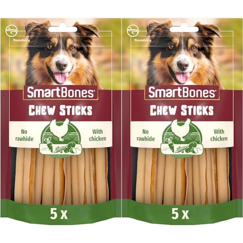SmartBones Kausticks - Hundesnack mit Huhn und Gemüse, Kaustangen mit weicher Textur, ohne Rohhaut, 5 Stück (Packung mit 2) von SmartBones