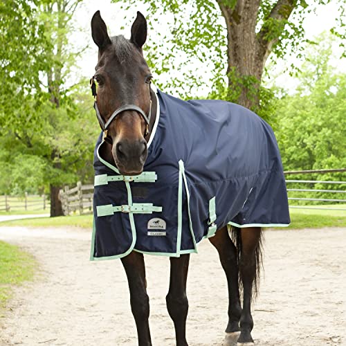 SmartPak Klassische Pferdedecke, 72 cm, Größe M (220 g), Marineblau mit Minzbesatz von SMARTPAK