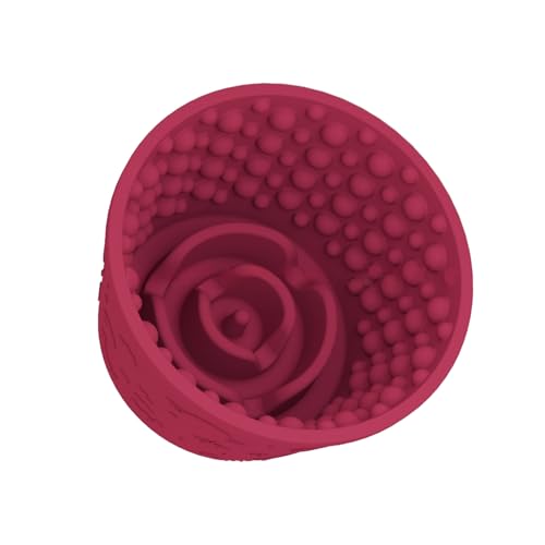 Hund Lecknapf Angst Relief Silikon Slow Feeder Treat Dispenser Anti Chocking Pet Dish Rutschfeste Leckschüssel Interaktive Unterhaltung Hund Puzzle Spielzeug für Klein & Medium - Dunkelrot von SmartTail