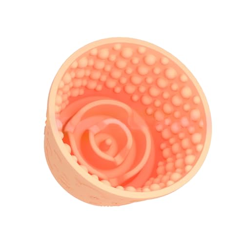Hund Lecknapf Angst Relief Silikon Slow Feeder Treat Dispenser Anti Chocking Pet Dish Rutschfeste Leckschüssel Interaktive Unterhaltung Hund Puzzle Spielzeug für Klein & Medium Light Orange von SmartTail