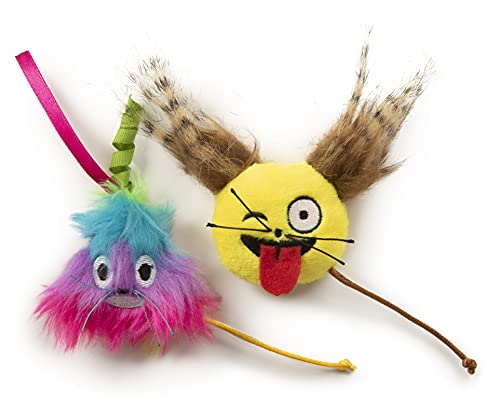 SmartyKat, Maus Stimmungen Weich Plüsch Emoji Spielzeug Katzenspielzeug Katzenminze Gefüllt Pur Potent Zinkern Zunge und Regenbogen Poop Emojis 2er Set von SmartyKat