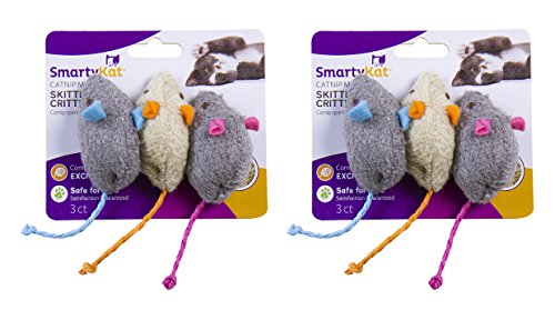 SmartyKat Skitter Critters Katzenspielzeug Katzenminze Mäuse, 6er-Pack von SmartyKat