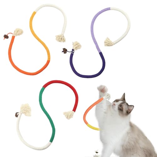 Smavles Katzenminze Spielzeug, 3 Stück Katze Seil Spielzeug, Katzenbeißseil, Kauspielzeug Katze Beißseil, Interaktives Katzenspielzeug für Katzen Zahnpflege und Gegen Mundgeruch(Mehrfarbiger) von Smavles