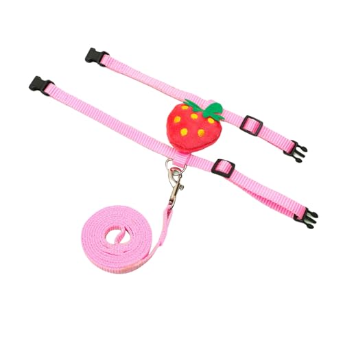 Smbcgdm Cat Chest Harness Strawberry Doll Pet Cat Rabbit Harness Traction Rope Set Anti-escape Adjustable Pink L von Smbcgdm