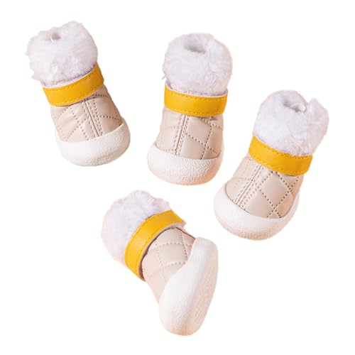 Smbcgdm Hund Schuhe Fastener Tape Design Wasserdicht Leicht Welpen Schnee Anti-Rutsch Stiefel Haustier Pfote Schutz Haustier Produkt Beige 5 von Smbcgdm