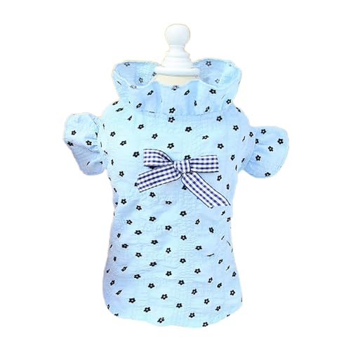 Smbcgdm Hundebluse Knopfverschluss Blumendruck Sommer Haustier Hund T-Shirt Kleidung Stilvolle Blau S von Smbcgdm