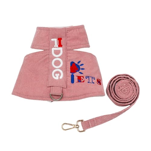 Smbcgdm Hundegeschirr Leine Alphabet Stickerei Haustier Hundegeschirr Traktionsseil Set Abschleppen Einstellbar Mode Feuchtigkeitsaufnahme 1 Set Rosa S von Smbcgdm