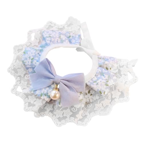 Smbcgdm Katzenhalsband Blumendruck Haustier Katze Bowknot Halsband Dekorativ Elegant Blau L von Smbcgdm
