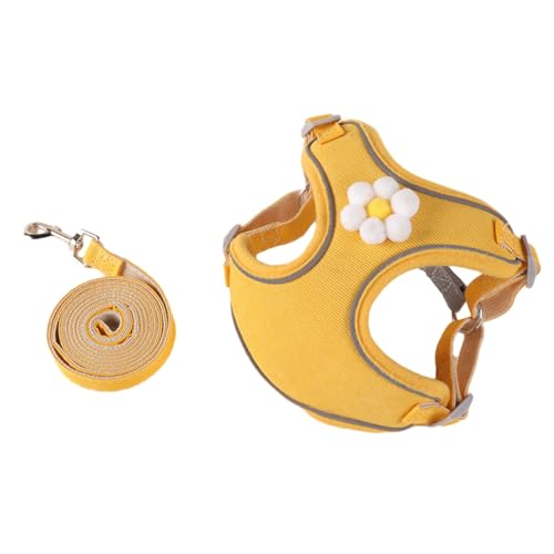 Smbcgdm Pet Leash Harness Set Dog Small Reflective Strap Night Safe Vest with Flower Decoration Adjustable Chest Belt Quick-release Buckle Step-in for Yellow 2XS Smbcgdm Pet Leash Harness Set Dog Small Reflective Strap Night Safe Vest with Flower Decoration Adjustable Chest Belt Quick-release Buckle Step-in for Yellow 2XS von Smbcgdm