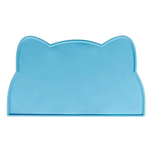 Smbcgdm Pet Placemat Cat Head Shape Cat Dog Bowl Pad Feeding Mat Spill-proof Strong Flexibility Practical Waterproof Blue von Smbcgdm