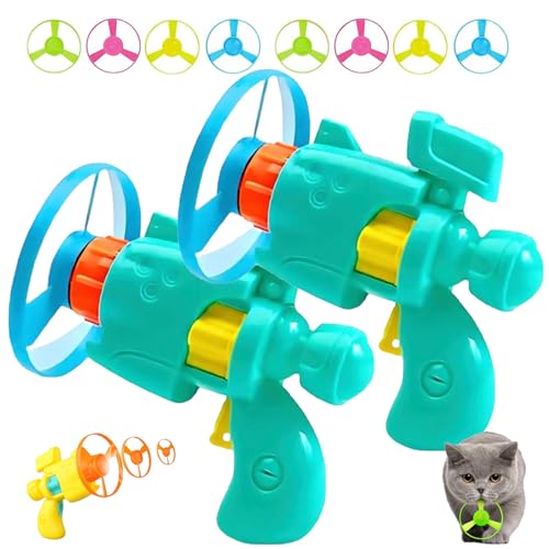 Celerypet Light-Up Flying Disc Cat Launcher Set,Celery Pets Cat Toy with Colorful Flyings Propellers Set,Cats Playing Tracking Interactive Toys for Pet Training,Chasing (Green*2) von Smilamo