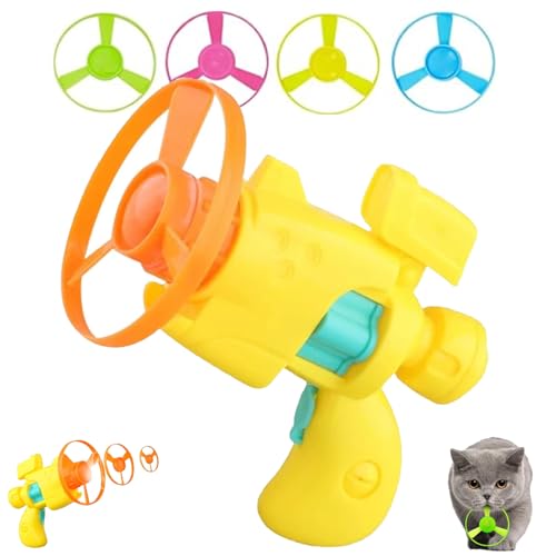 Celerypet Light-Up Flying Disc Cat Launcher Set,Celery Pets Cat Toy with Colorful Flyings Propellers Set,Cats Playing Tracking Interactive Toys for Pet Training,Chasing (Yellow*1) von Smilamo