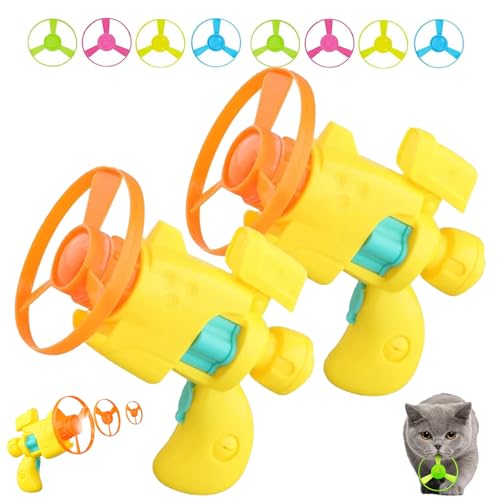 Celerypet Light-Up Flying Disc Cat Launcher Set,Celery Pets Cat Toy with Colorful Flyings Propellers Set,Cats Playing Tracking Interactive Toys for Pet Training,Chasing (Yellow*2) von Smilamo