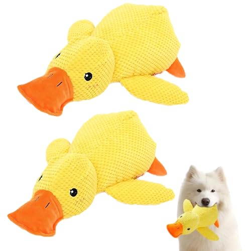 2 Stück Quacksalber Ente Hundespielzeug, Anti-Stress-Ente, Quacksalber Beruhigender Entenhund, Gelbes Plüsch-Kauspielzeug, Passend für Hundespielzeug Anti-Stress-Entertainment, Welpen Kauspielzeug von Smilbaley
