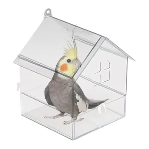 Shotet Bird Bad, Shotet Bad für Käfig - Säuberungen Acryl -Duschbox mit Schublade - Schüsselkäfigzubehör ohne Leakage Badewanne für kleine Haustier von Smileshiney