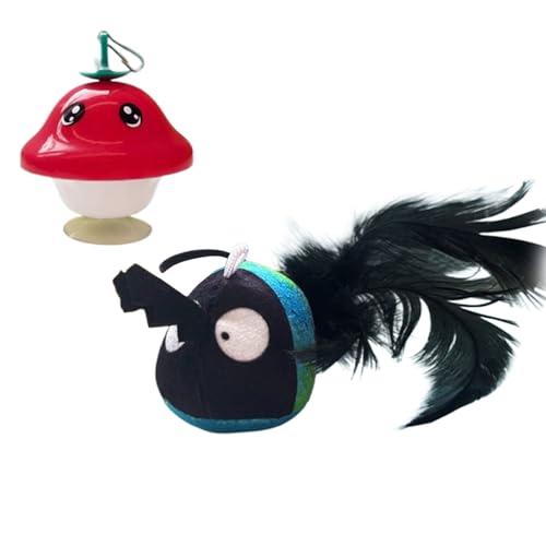 Smileshiney Anregendes Katzenspielzeug,Interaktives Katzenspielzeug Mit Katzenminze | Berührungsaktiviertes Piepsendes Plüschspielzeug Für Bewegungsförderndes Indoor Spiel von Smileshiney