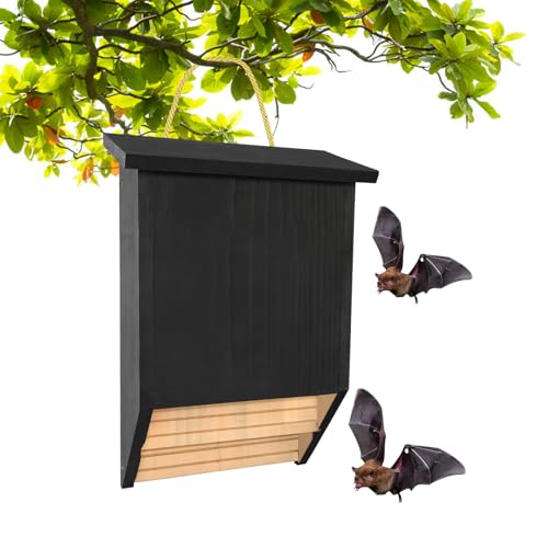 Smileshiney Fledermaushaus für draußen, Fledermaushäuser aus Holzschloss | Fledermausbox Fledermaushaus handgefertigtes Design,Geräumiger Fledermauskasten-Unterschlupf zum Anlocken von Fledermäusen von Smileshiney
