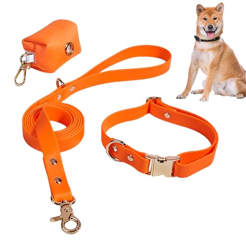 Smileshiney Hundehalsbänder, Hundehalsband und Leine-Set | Haustierhalsbänder Hundeleine,Verstellbares Hundehalsband und passendes Leine-Set mit Kotbeutel für kleine und mittelgroße Hunde von Smileshiney