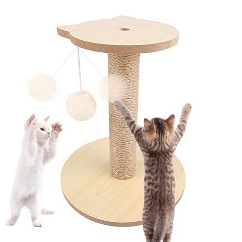 Smileshiney Katzenkratzturm | Vertikaler Kratzbaum-Turmkratzer mit flauschigem Ball - Krallenkratzer für Katzen, Spielzeugpfosten für Katzenkratzer, natürliches Sisalseil, Kratzbäume aus Sisal, von Smileshiney