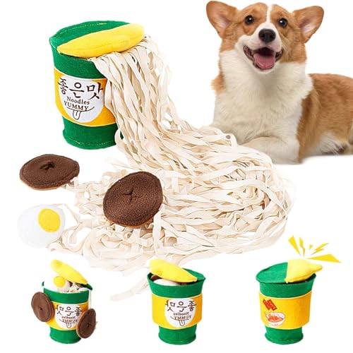 Smileshiney Schnüffelspielzeug für Hunde, Ramen-Nudeln Hundespielzeug | Leichtes Ramen-Nudelbecher-Hundespielzeug | Bissfestes Plüschspielzeug zum Verstecken und Schnüffeln, interaktives von Smileshiney