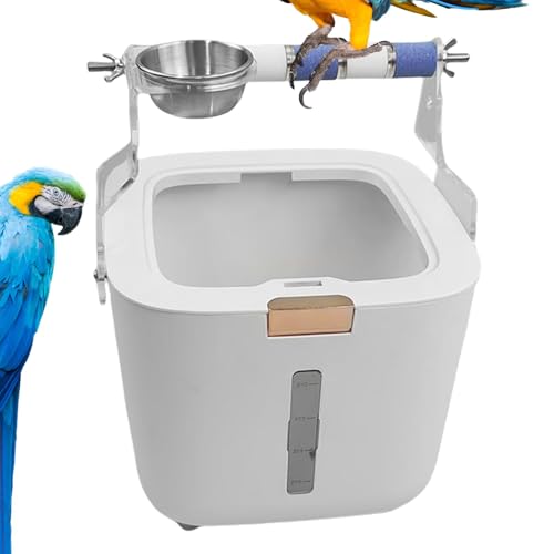 Vogel-Toilettenständer mit Eimer – Nymphensittich-Kletterstange | Desktop- -Kletterständer, Lovebirds Ruhestation für gezielte Defäkation von Smileshiney