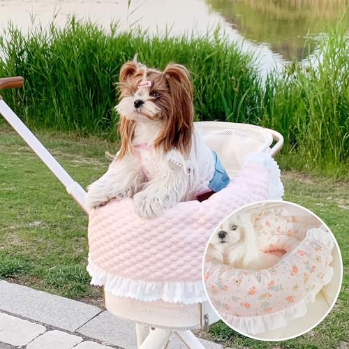 Haustier-Kinderwagen-Einlage, Matte für kleine Hunde, herausnehmbar und waschbar, Katzenkinderwagen-Unterlage, Kissen, Matratze, Matte, dreiteiliges Set (Kühlmatte ohne Kinderwagen, rosa Blumenmuster) Haustier-Kinderwagen-Einlage, Matte für kleine Hunde, herausnehmbar und waschbar, Katzenkinderwagen-Unterlage, Kissen, Matratze, Matte, dreiteiliges Set (Kühlmatte ohne Kinderwagen, rosa Blumenmuster) von SmileyTails