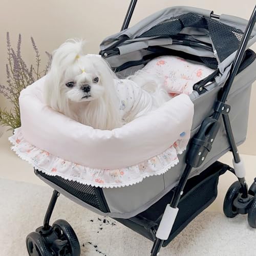 Haustier-Kinderwagen-Einlage, Matte für kleine Hunde, herausnehmbares und waschbares Katzen-Kinderwagen-Pad, Kissen, Matratze, Matte, dreiteiliges Set (Baumwollmatte ohne Kinderwagen, rosa Haustier-Kinderwagen-Einlage, Matte für kleine Hunde, herausnehmbares und waschbares Katzen-Kinderwagen-Pad, Kissen, Matratze, Matte, dreiteiliges Set (Baumwollmatte ohne Kinderwagen, rosa von SmileyTails