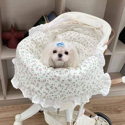 SmileyTails Matte für Kinderwagen, für kleine Hunde und Katzen, abnehmbar und waschbar, Baumwolle, groß, mehrlagig von SmileyTails