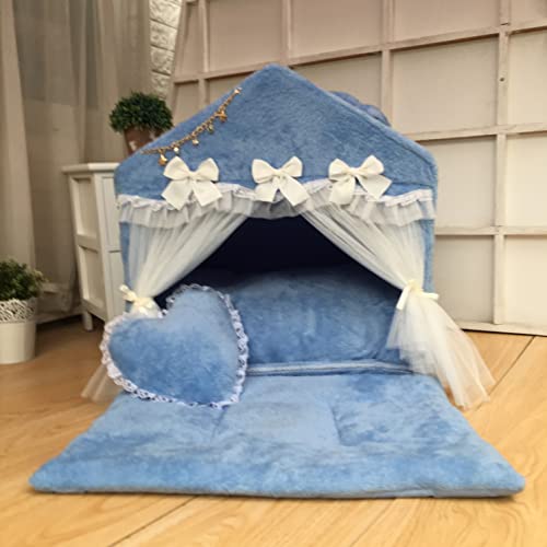 Luxuriöses Deluxe-Haus für Hunde, Katzen, Welpen, Kätzchen, Innenbereich, flauschig, Winter, warm, gemütlich, Fleece, Samt, Größe S: 48 x 38 x 50 cm, Marineblau Luxuriöses Deluxe-Haus für Hunde, Katzen, Welpen, Kätzchen, Innenbereich, flauschig, Winter, warm, gemütlich, Fleece, Samt, Größe S: 48 x 38 x 50 cm, Marineblau von SmileyTails