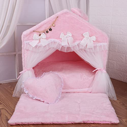 Luxuriöses Haustierhaus für Hunde, Katzen, Welpen, Kätzchen, Innenbereich, flauschig, Winter, warm, gemütlich, Fleece, Samt, Größe L: 70 x 50 x 71 cm, Rosa Luxuriöses Haustierhaus für Hunde, Katzen, Welpen, Kätzchen, Innenbereich, flauschig, Winter, warm, gemütlich, Fleece, Samt, Größe L: 70 x 50 x 71 cm, Rosa von SmileyTails