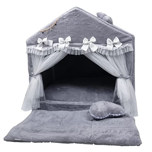 Luxuriöses Haustierhaus für Hunde, Katzen, Welpen, Kätzchen, Innenbereich, flauschig, warm, gemütlich, Fleece, Samt, Größe L: 70 x 50 x 71 cm, Grau Luxuriöses Haustierhaus für Hunde, Katzen, Welpen, Kätzchen, Innenbereich, flauschig, warm, gemütlich, Fleece, Samt, Größe L: 70 x 50 x 71 cm, Grau von SmileyTails