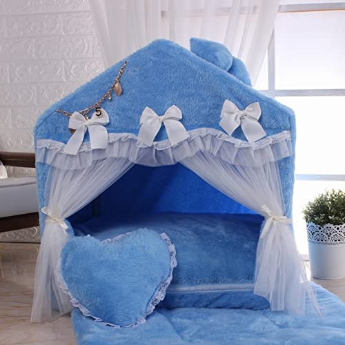Luxuriöses Haustierhaus für Hunde, Katzen, Welpen, Kätzchen, Innenbereich, flauschig, warm, gemütlich, Fleece, Samt, Größe L: 70 x 50 x 71 cm, Marineblau Luxuriöses Haustierhaus für Hunde, Katzen, Welpen, Kätzchen, Innenbereich, flauschig, warm, gemütlich, Fleece, Samt, Größe L: 70 x 50 x 71 cm, Marineblau von SmileyTails