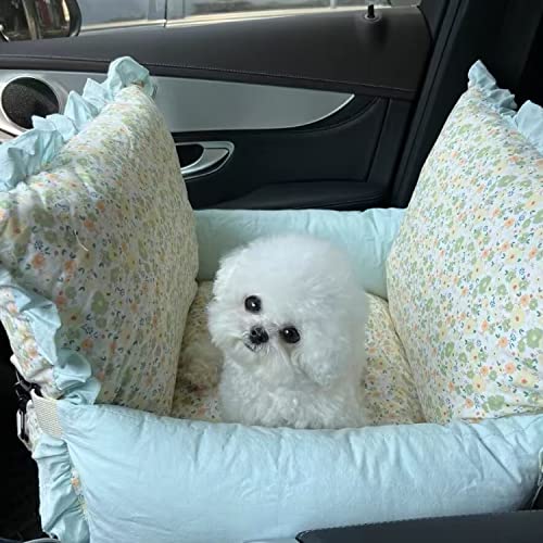 Luxus-Hunde-Autositz und Reise-Haustierbett mit Sicherheitsgurt und Leine für kleine und mittelgroße Hunde, abnehmbarer, wasserdichter Bezug mit Kissenschutz und Tragegriffen, Blumenmuster, Minzgrün Luxus-Hunde-Autositz und Reise-Haustierbett mit Sicherheitsgurt und Leine für kleine und mittelgroße Hunde, abnehmbarer, wasserdichter Bezug mit Kissenschutz und Tragegriffen, Blumenmuster, Minzgrün von SmileyTails