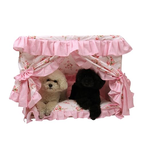 Pet Princess Luxuriöses Deluxe-Haus, flauschig, für den Winter, warm, gemütlich, für Hunde, Katzen, Welpen, Kätzchen, Bett, Sofa, Zwinger, Nest, Fleece, Samt (rosa Blumenmuster, L 60 x 40 x 50 cm) Pet Princess Luxuriöses Deluxe-Haus, flauschig, für den Winter, warm, gemütlich, für Hunde, Katzen, Welpen, Kätzchen, Bett, Sofa, Zwinger, Nest, Fleece, Samt (rosa Blumenmuster, L 60 x 40 x 50 cm) von SmileyTails