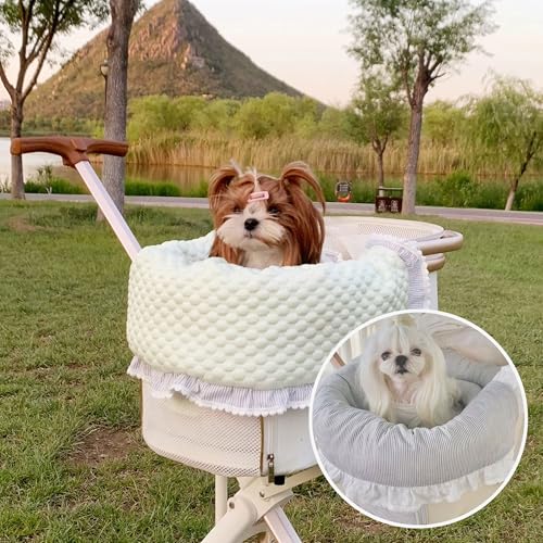 SmileyTails Matte für kleine Hunde, abnehmbares und waschbares Katzen-Kinderwagenpolster, Kissen, Matratze, dreiteiliges Set (Kühlmatte ohne Kinderwagen, graue Streifen) SmileyTails Matte für kleine Hunde, abnehmbares und waschbares Katzen-Kinderwagenpolster, Kissen, Matratze, dreiteiliges Set (Kühlmatte ohne Kinderwagen, graue Streifen) von SmileyTails