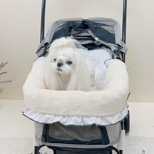 SmileyTails Haustier-Kinderwagen-Einlage, Matte für kleine Hunde, herausnehmbar und waschbar, Katzenkinderwagen-Unterlage, Kissen, Matratze, Matte, dreiteiliges Set (flauschige Matte, kein SmileyTails Haustier-Kinderwagen-Einlage, Matte für kleine Hunde, herausnehmbar und waschbar, Katzenkinderwagen-Unterlage, Kissen, Matratze, Matte, dreiteiliges Set (flauschige Matte, kein von SmileyTails