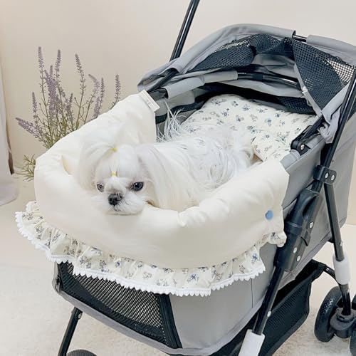 SmileyTails Haustier-Kinderwagen-Einlage, Matte für kleine Hunde, herausnehmbares und waschbares Katzen-Kinderwagen-Pad, Kissen, Matratze, Matte, dreiteiliges Set (Baumwollmatte ohne Kinderwagen, SmileyTails Haustier-Kinderwagen-Einlage, Matte für kleine Hunde, herausnehmbares und waschbares Katzen-Kinderwagen-Pad, Kissen, Matratze, Matte, dreiteiliges Set (Baumwollmatte ohne Kinderwagen, von SmileyTails