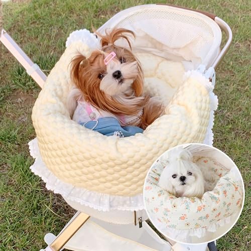 SmileyTails Haustier-Kinderwagen-Einlage, Matte für kleine Hunde, herausnehmbares und waschbares Katzen-Kinderwagen-Pad, Kissen, Matratze, Matte, dreiteiliges Set (Kühlmatte ohne Kinderwagen, sonniges SmileyTails Haustier-Kinderwagen-Einlage, Matte für kleine Hunde, herausnehmbares und waschbares Katzen-Kinderwagen-Pad, Kissen, Matratze, Matte, dreiteiliges Set (Kühlmatte ohne Kinderwagen, sonniges von SmileyTails