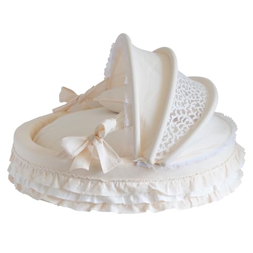SmileyTails Haustierwiege, gemütliches Bett mit Flush, für Hunde, Katzen, Welpen, Kätzchen, Luxusbett, Sofa, Nest, Knie, abnehmbar, waschbar, Beige, Weiß, Größe XL SmileyTails Haustierwiege, gemütliches Bett mit Flush, für Hunde, Katzen, Welpen, Kätzchen, Luxusbett, Sofa, Nest, Knie, abnehmbar, waschbar, Beige, Weiß, Größe XL von SmileyTails