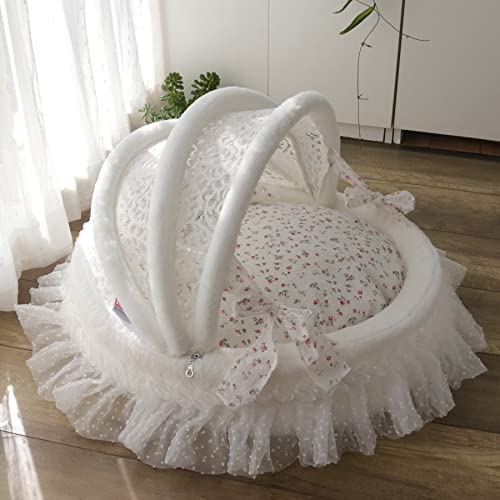 SmileyTails Haustierwiege, gemütliches Bett mit Flush, für Hunde, Katzen, Welpen, Kätzchen, luxuriöses Bett, Sofa, Nest, Knie, abnehmbar, waschbar, Grau, Geschenk (mittel) von SmileyTails