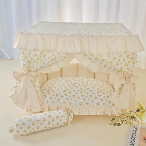 SmileyTails Pet Princess Luxuriöses Deluxe-Haus, flauschig, für den Winter, warm, gemütlich, für Hunde, Katzen, Welpen, Kätzchen, Bett, Sofa, Zwinger, Nest, Fleece, Samt, Beige Kirsche, XL 70 x 50 x SmileyTails Pet Princess Luxuriöses Deluxe-Haus, flauschig, für den Winter, warm, gemütlich, für Hunde, Katzen, Welpen, Kätzchen, Bett, Sofa, Zwinger, Nest, Fleece, Samt, Beige Kirsche, XL 70 x 50 x von SmileyTails