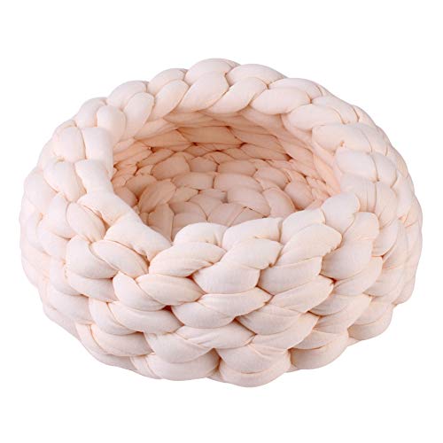 Smilikee Katzenbett Basket Nest Handgestrickter Haustier Schlafsack Dickes, rundes Donut-Haustierbett aus Wolle Smilikee Katzenbett Basket Nest Handgestrickter Haustier Schlafsack Dickes, rundes Donut-Haustierbett aus Wolle von Smilikee