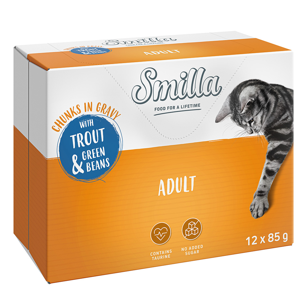 24 x 85 g Smilla Häppchen mit Gemüse zum Sonderpreis! - Adult mit Forelle und grünen Bohnen 24 x 85 g Smilla Häppchen mit Gemüse zum Sonderpreis! - Adult mit Forelle und grünen Bohnen von Smilla