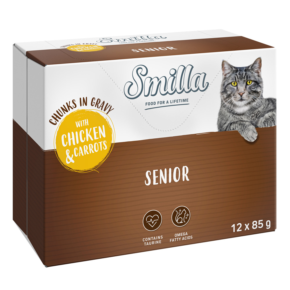24 x 85 g Smilla Häppchen mit Gemüse zum Sonderpreis! - Senior Huhn und Karotten 24 x 85 g Smilla Häppchen mit Gemüse zum Sonderpreis! - Senior Huhn und Karotten von Smilla