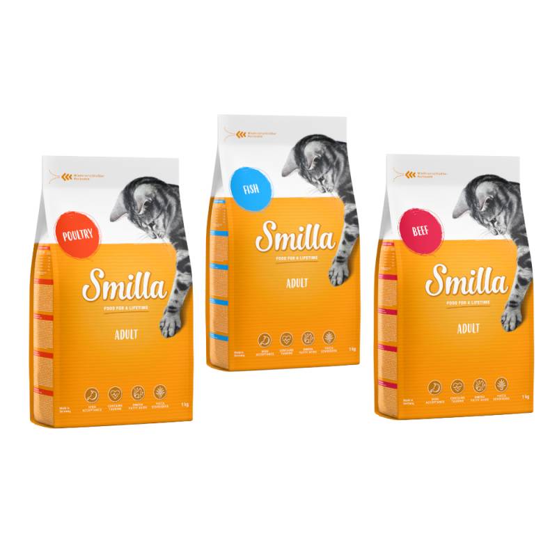 Probierpaket: 3 x 1 kg Smilla Trockenfutter - Adult Classic Geflügel + Fisch + Rind von Smilla