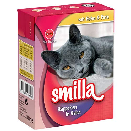 Smilla Chunks Tetra Pak Nassfutter für Katzen, 24 x 380 g – mit Huhn und Truthahn in Gelee von Smilla