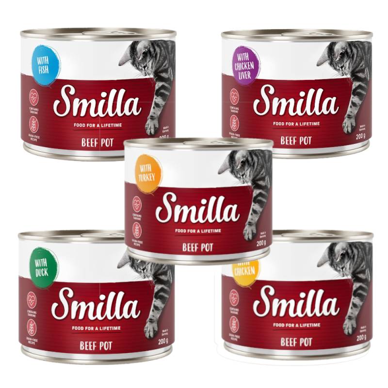 Sparpaket Smilla Rindtöpfchen 24 x 200 g - Mixpaket (4 Sorten) von Smilla